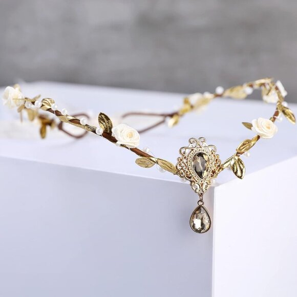 Handmade Fairy Crown Floral Headband Elven Circlet for Women Girls Cosplay main image 2